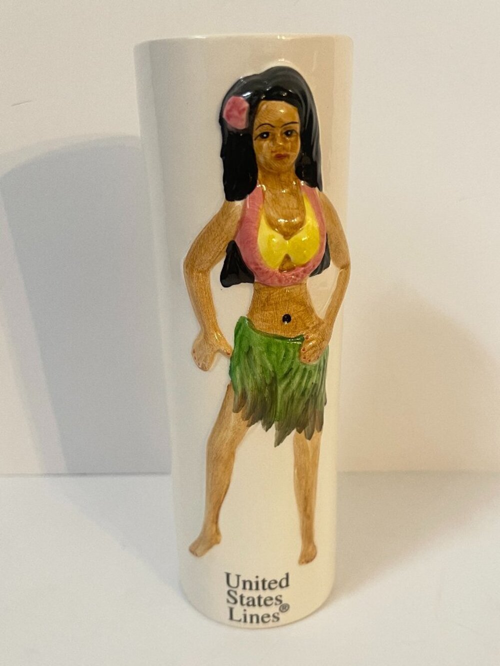 United States Lines Hula Dancer Limited Edition Ceramic Tiki Cup Vase